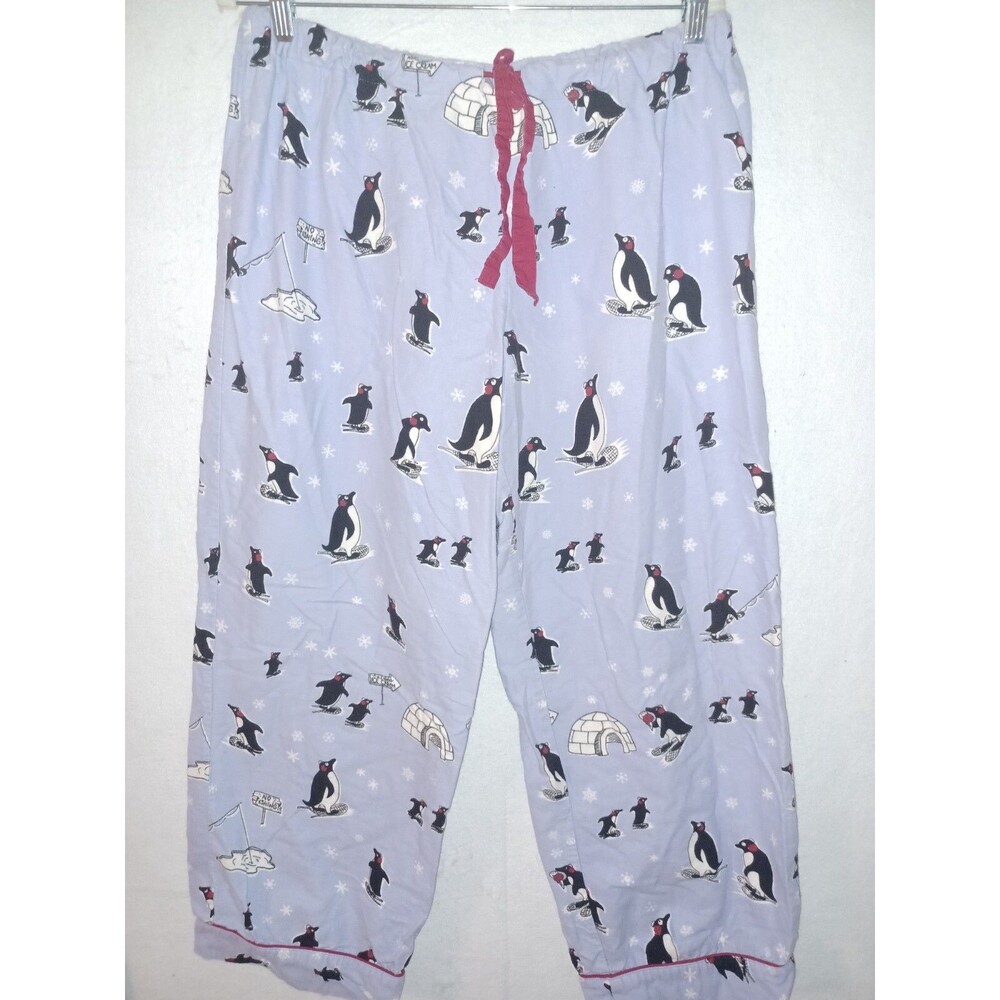 Nick & Nora pajama pants XL women's Flannel Christmas Holiday Penguin Winter